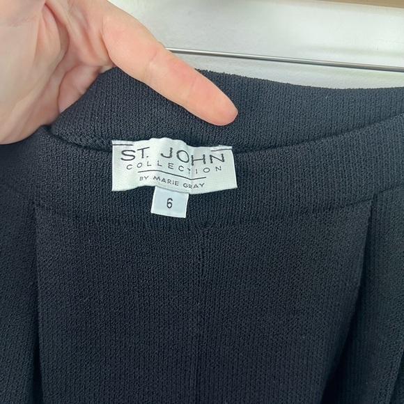 St. John Collection Santana Knit Black & Red Long Jacket & Pants Suit Set Size 6 - Picture 14 of 16